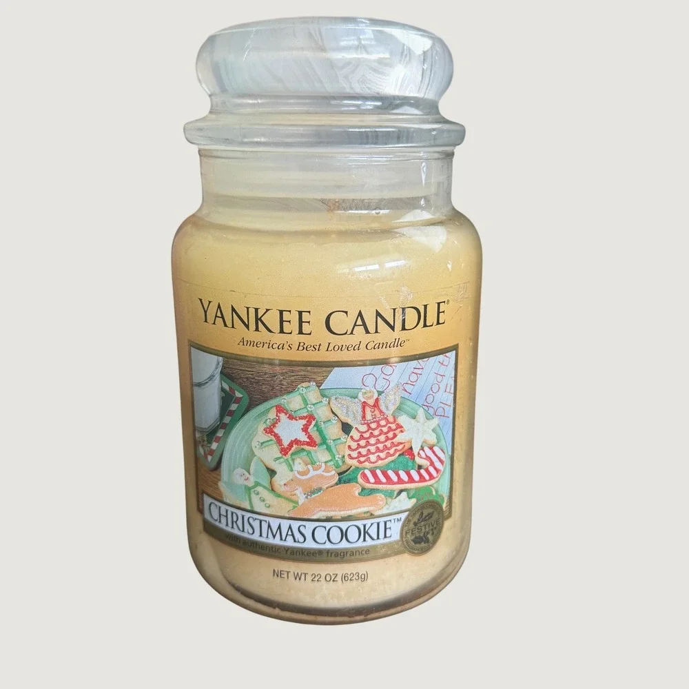 Yankee Candle Christmas Cookie Large Jar Candle 22 oz Single Wick Glass Lid